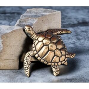 Brass Sea Turtle Statue Mini Tea Pet Figurine for Bedroom House Warming Gift‎